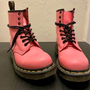 Dr. Martens Hot Pink 1460 Smoot Leather Lace Up Boots